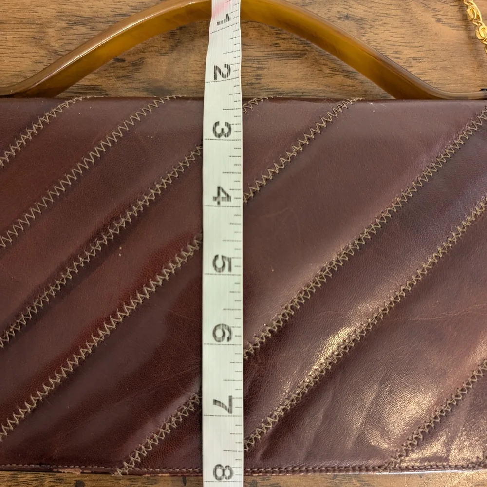 VTG Ingledew's Shoulder Bag Clutch Purse Leather Lucite Handle Gold Chain Italy